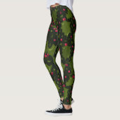 Leggings Holiday Holly et Berries sur Dark Green (Gauche)