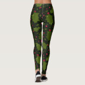 Leggings Holiday Holly et Berries sur Dark Green (Dos)