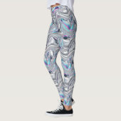 Leggings Holographic Chrome Iridescent Futuristic Pattern (Gauche)