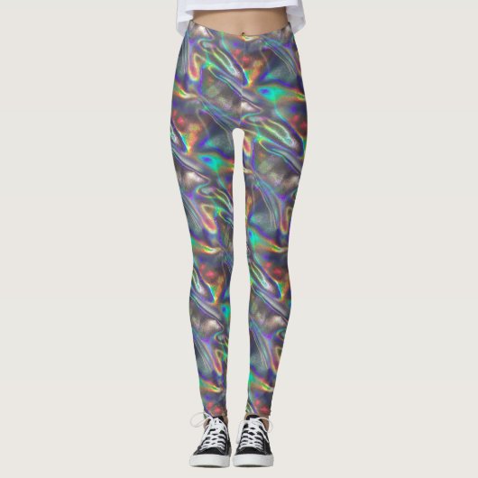 Leggings holographique argenté (Devant)