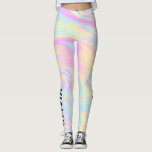 Leggings Holographique coloré arc-en-ciel personnalisé<br><div class="desc">Holographique irisé pastel couleurs arc-en-ciel leggings avec nom personnalisé.</div>