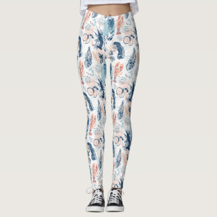 Leggings Homard de mer côtier bleu pêche nautique