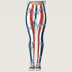 Leggings Homard Rouge Blanc Bleu Patriotique Étoiles (4)