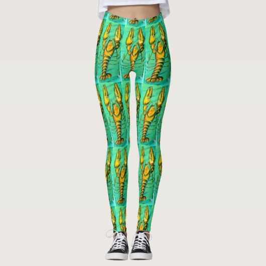 Leggings homards du Maine sur le vert (Devant)