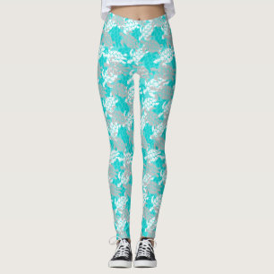 Leggings Honu Sea Turtle Hawaiian Aloha Seafoam