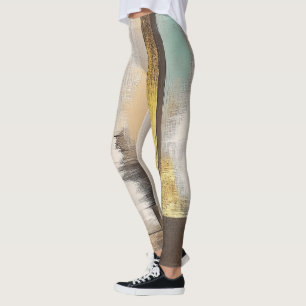 Leggings Horizon Doré – Paysage Abstrait Minimaliste