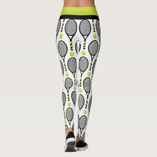 Leggings 🎾 Horizontal 🎾 de tennis noir et vert (Dos)