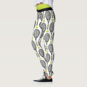 Leggings 🎾 Horizontal 🎾 de tennis noir et vert (Gauche)