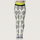 Leggings 🎾 Horizontal 🎾 de tennis noir et vert (Devant)