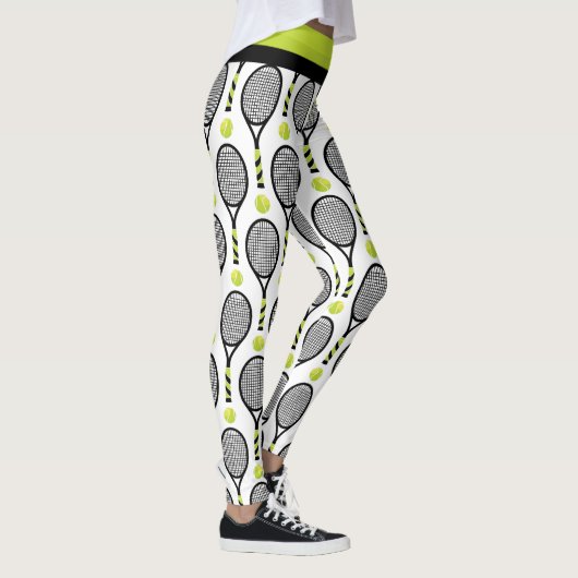 Leggings 🎾 Horizontal 🎾 de tennis noir et vert (Droite)