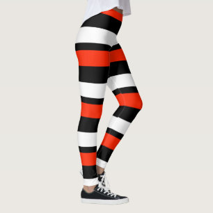 Leggings Horizontal-Rayé noir et blanc d'écarlate