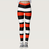 Leggings Horizontal-Rayé noir et blanc d'écarlate (Devant)