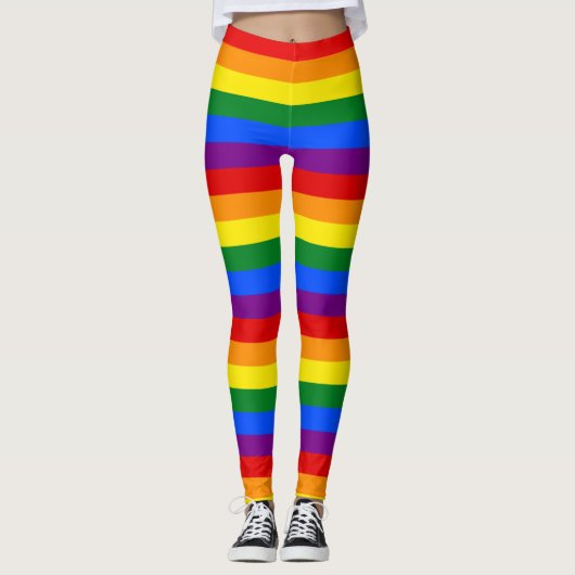 Leggings horizontaux en bande arc-en-ciel (Devant)