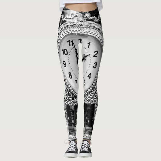 Leggings Horloge argentée vintage (Devant)