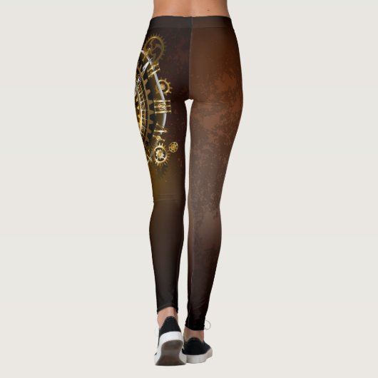 Leggings Horloge Steampunk avec des engrenages anciens (Dos)