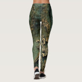Leggings Horloge Steampunk Rustique Vert Émeraude (Dos)