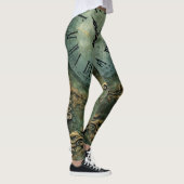 Leggings Horloge Steampunk Rustique Vert Émeraude (Droite)