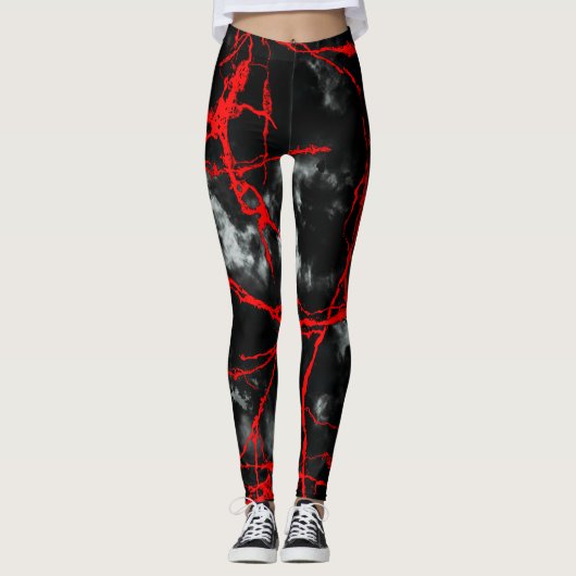 Leggings Horreur Night Goth - Noir et blanc, Rouge (Devant)