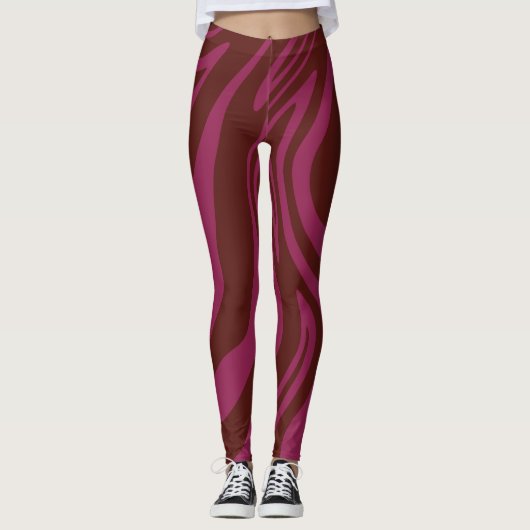 Leggings Hot pink& brown zebra print pattern  (Devant)