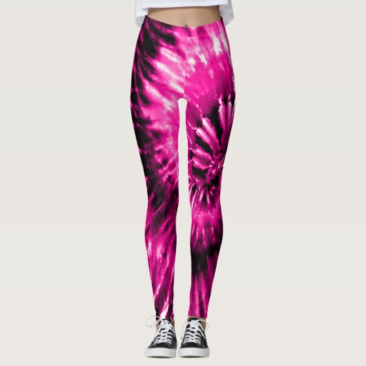 Leggings Hot rose Psychédélique Starburst Tie Dye (Devant)