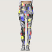 Leggings Houndstooth Abstrait Noir et couleurs Art moderne (Devant)