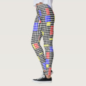 Leggings Houndstooth Abstrait Noir et couleurs Art moderne (Gauche)