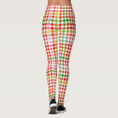 Leggings Houndstooth Classic Rouge Vert Jaune Plaid (Dos)