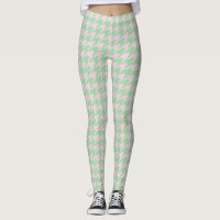 Houndstooth Pied de Poule Motif Rose Green