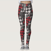 Leggings Houndstooth Plaid Motif Patchwork Collage (Devant)