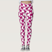 Leggings Houndstooth violet et blanc avec pattes de chiens (Devant)
