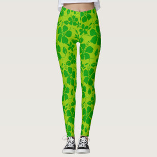 LEGGINGS HULA HAWAIEN (HIBISCUS) CITRON VERT