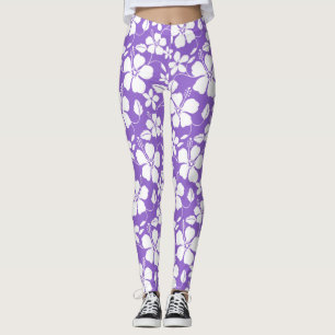 LEGGINGS HULA HAWAIEN (HIBISCUS) LILAS CLAIR