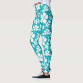 LEGGINGS HULA HAWAIEN (HIBISCUS) SARCELLE (Gauche)