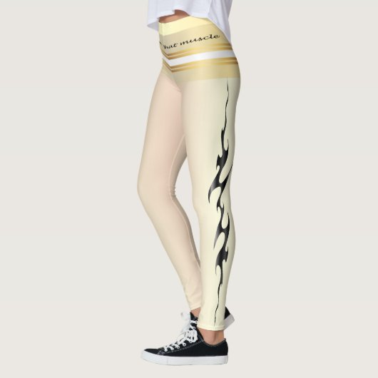 Leggings Hustère pour ce muscle citation jaune et noir text (Gauche)