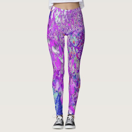 Leggings Hydrangea Limelight Élégant Violet et Bleu (Devant)