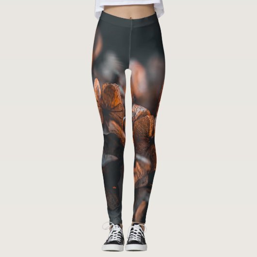 Leggings Hydrangée orange foncée (Devant)