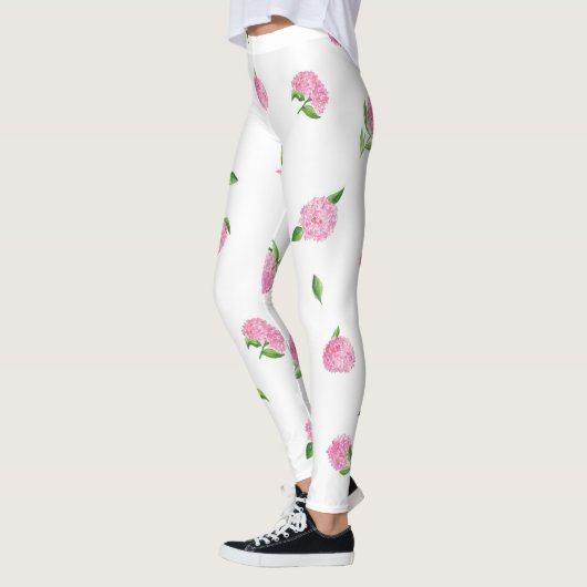 Leggings Hydrangée rose aquarelle (Gauche)