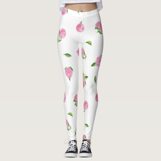 Leggings Hydrangée rose aquarelle (Devant)