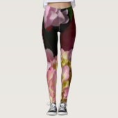 Leggings Hydrangées roses et crème (Devant)