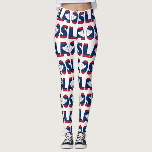 Leggings I Loos Laos Drapeau Couleurs Typographie Motif mig (Devant)