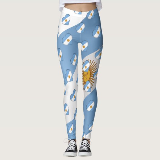 Leggings I Love Argentina Flag of Argentina Hearts Motif (Devant)