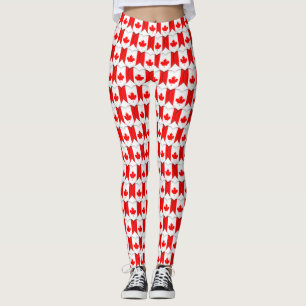Leggings I Love Canada Drapeau canadien Maple Leaf Coeurs m
