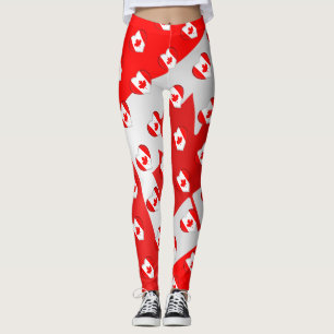 Leggings I Love Canada Drapeaux canadiens Couleurs amusante