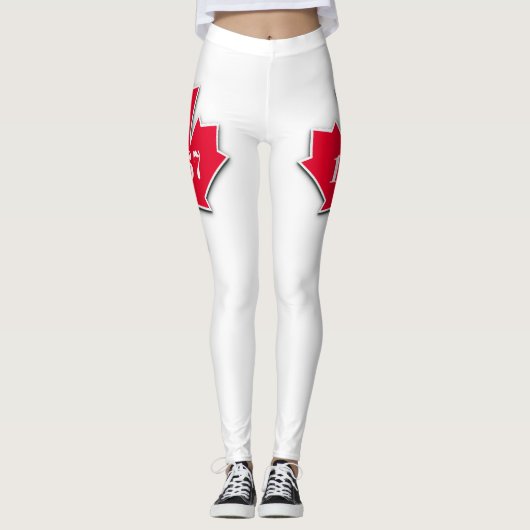 Leggings I LOVE Canada - Feuille d'érable rouge - Est 1867 (Devant)