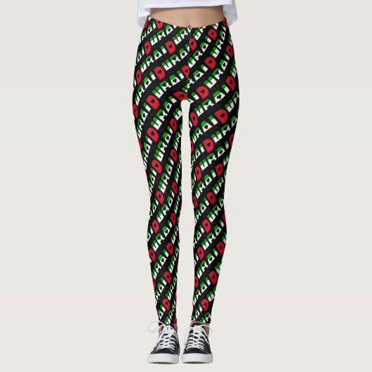 Leggings I Love Dubai Drapeau Couleurs Typographie Motif mi (Devant)