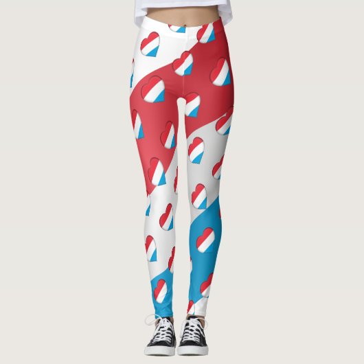 Leggings I Love Luxembourg Flag Hearts Motif Funny (Devant)