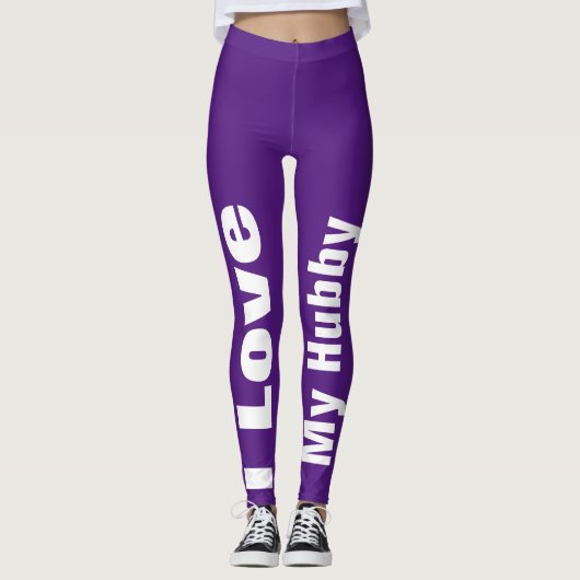 Leggings I Love My Hubby Purple White Cute Girly Chic 2020 (Devant)