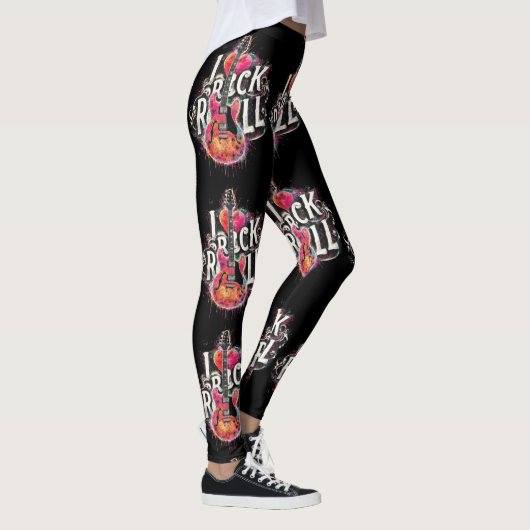 Leggings I Love Rock N Roll Guitare Électrique Peinture (Droite)