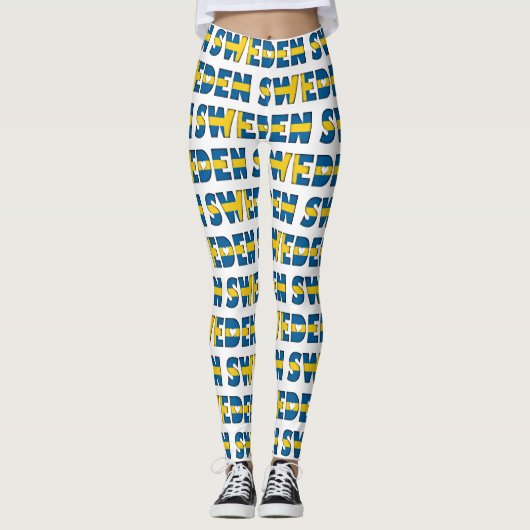 Leggings I Love Suède Drapeau Couleurs Typographie Motif mi (Devant)