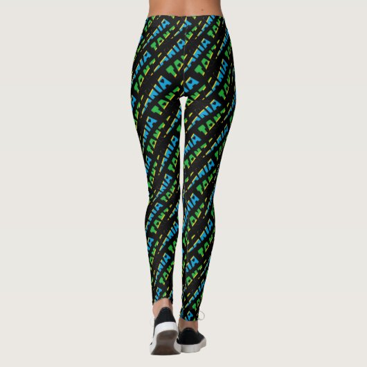 Leggings I Love Tanzanie Drapeau Couleurs Typographie Motif (Dos)